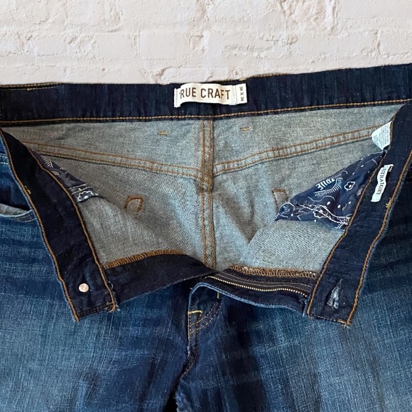 TRUE CRAFT Mens Denim Distressed Straight Jeans - Picture 4 of 16
